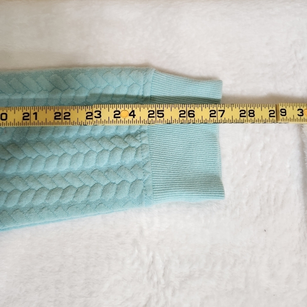 Aqua Blue Textured Turtleneck Sweater - Picture 10 of 10